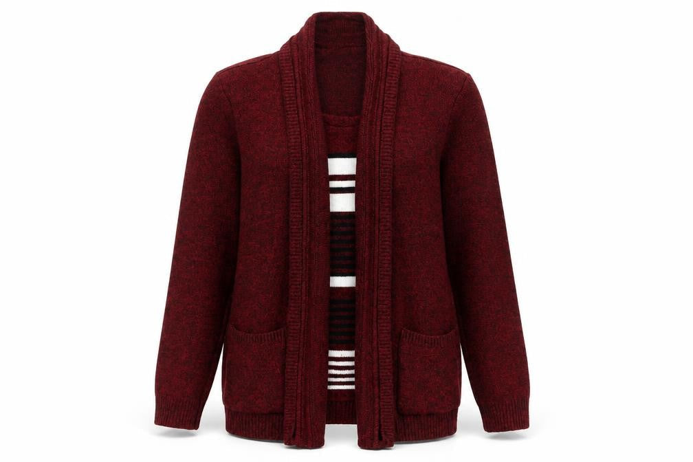 Hand To Hand Womens Red V-Neck Acrylic Cardigan Jumper Size S
