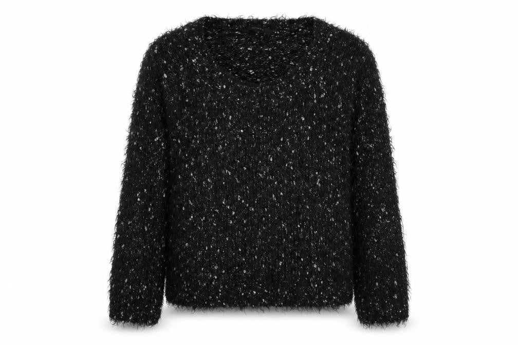 Eizens Womens Black Scoop Neck Acrylic Pullover Jumper Size L
