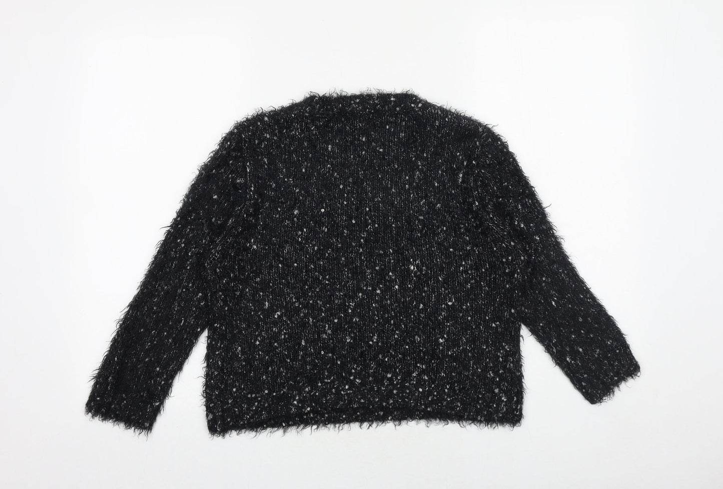 Eizens Womens Black Scoop Neck Acrylic Pullover Jumper Size L