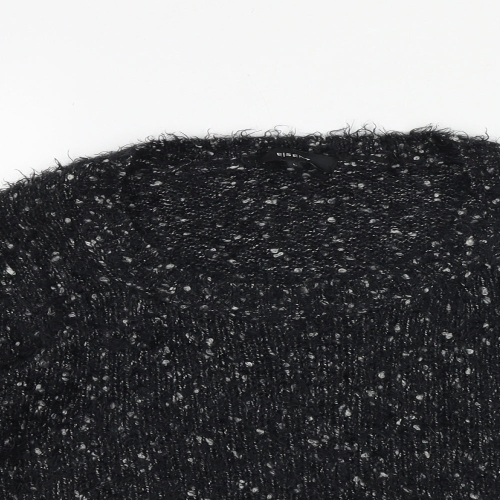 Eizens Womens Black Scoop Neck Acrylic Pullover Jumper Size L