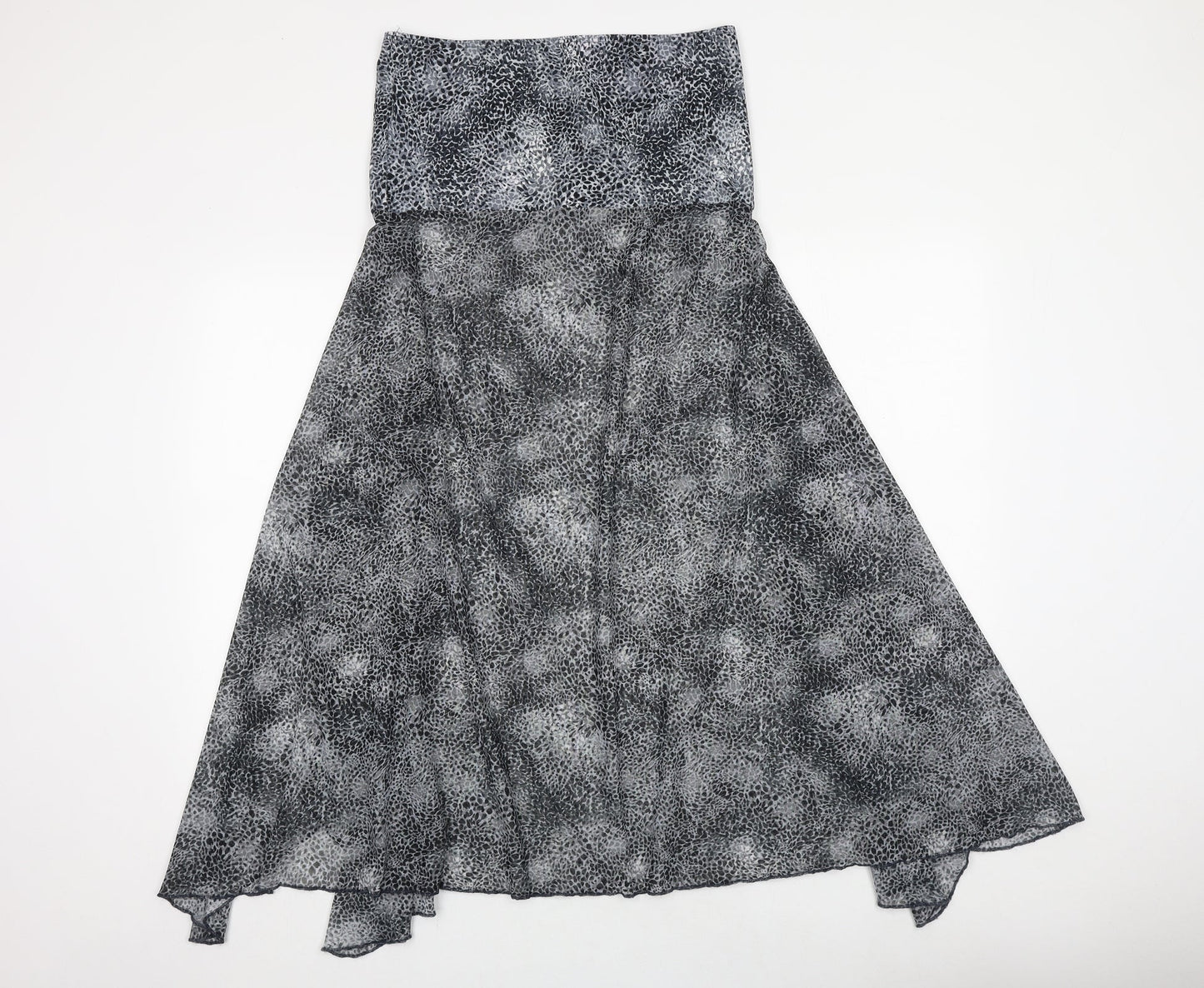 M&Co Womens Grey Geometric Polyester A-Line Size L Off the Shoulder Pullover