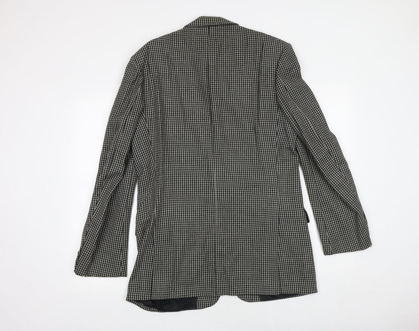 St Michael Mens Black Geometric Wool Jacket Blazer Size 38 Regular