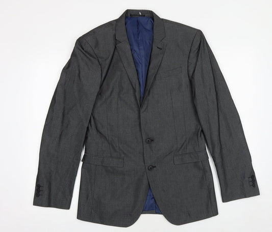 NEXT Mens Grey Polyester Jacket Suit Jacket Size 36 Regular