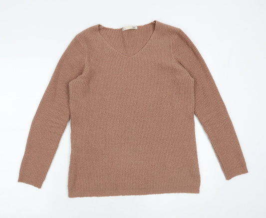 Sfera Womens Pink V-Neck Polyester Pullover Jumper Size L