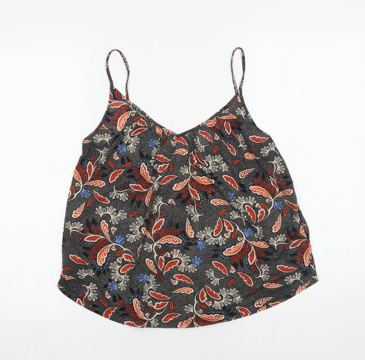 H&M Womens Black Geometric Polyester Camisole Tank Size S V-Neck
