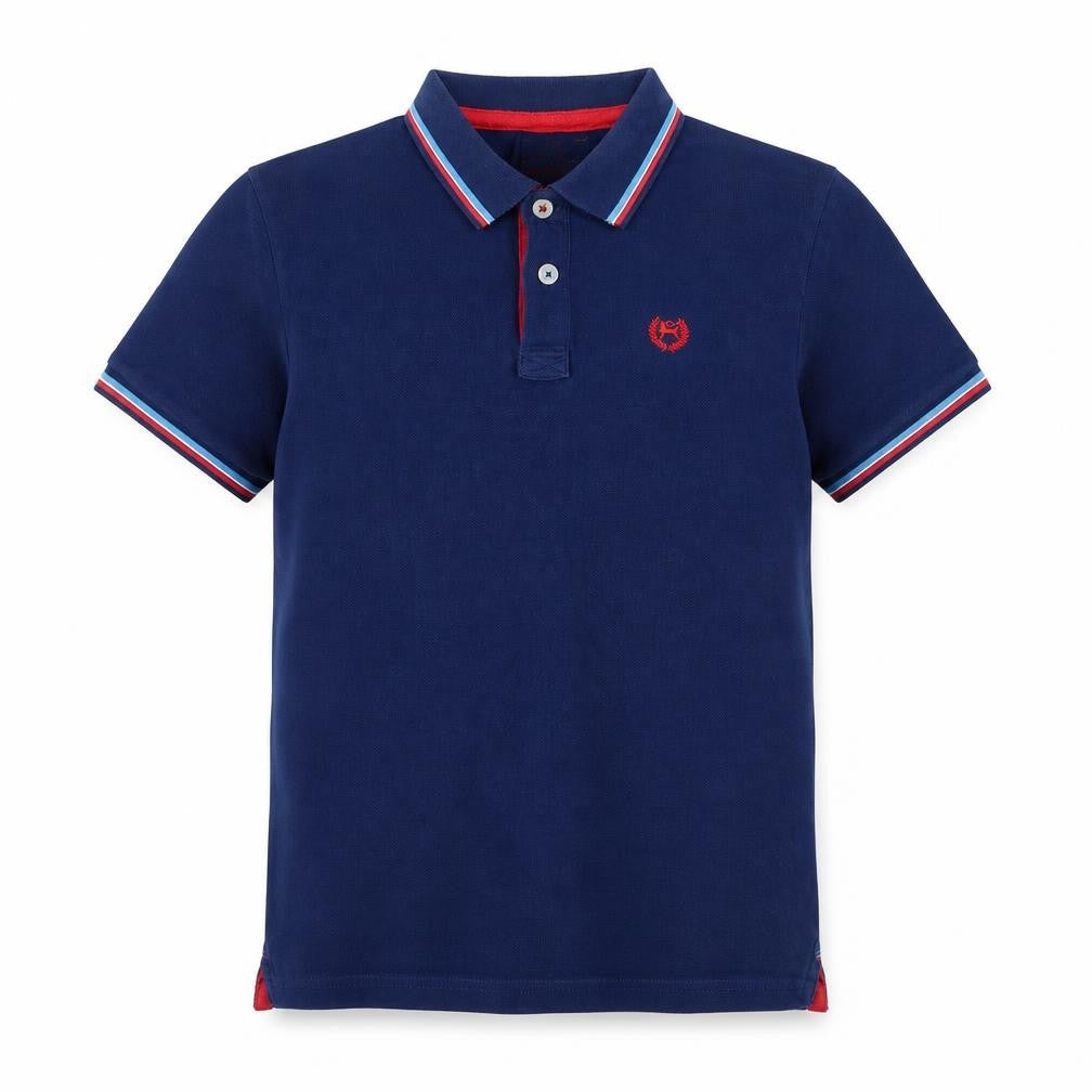 Alcott & Co Boys Blue Polyester Pullover Polo Size L Collared Button