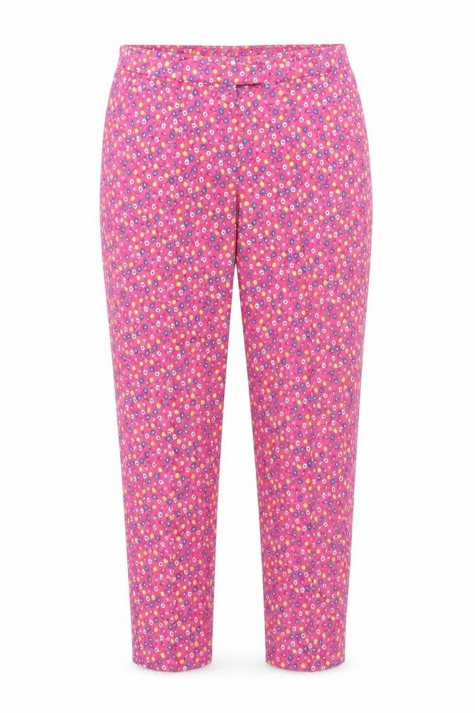 French Kiss Womens Pink Floral Polyester Trousers Size 36 in Regular Zip