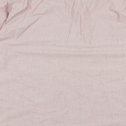 Marks & Spencer Mens Red Striped Cotton Button-Up Size L Collared Button