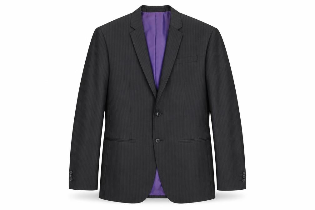 Marks & Spencer Mens Grey Striped Polyester Jacket Suit Jacket Size 38 Regular