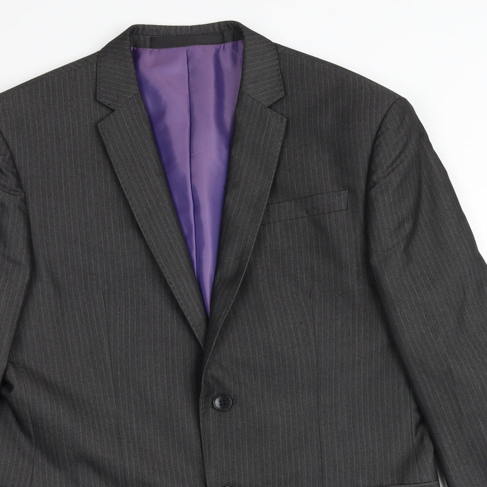 Marks and Spencer Mens Grey Striped Polyester Jacket Suit Jacket Size 38 Regular