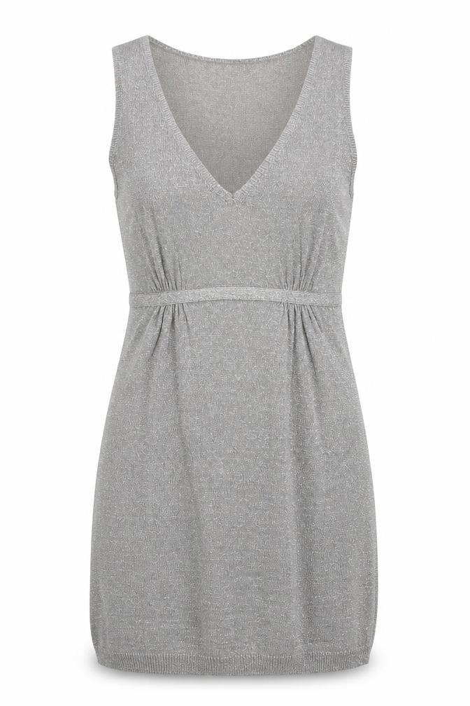Mango Womens Silver Geometric Polyester Tank Dress Size XS V-Neck Pullover