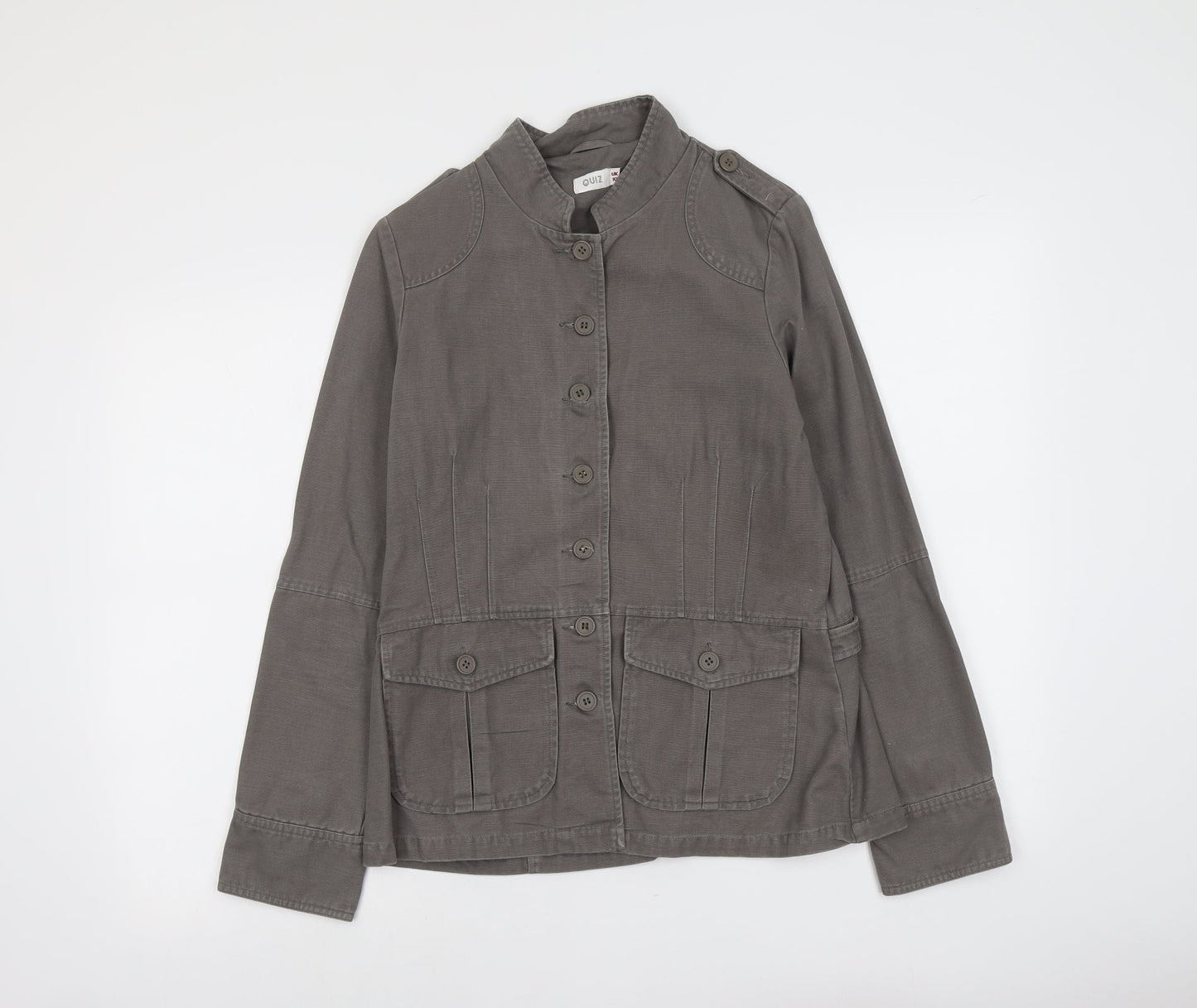 Quiz Womens Grey Jacket Size 10 Button