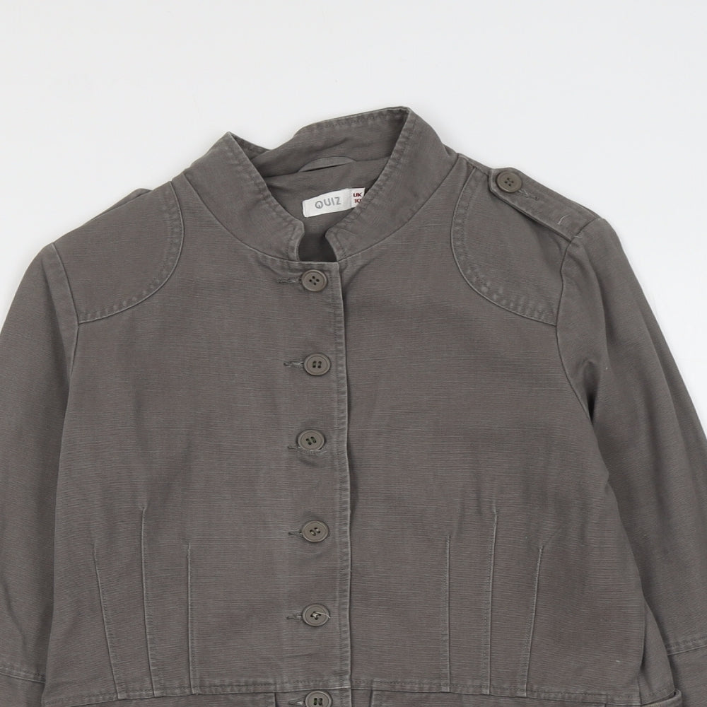 Quiz Womens Grey Jacket Size 10 Button