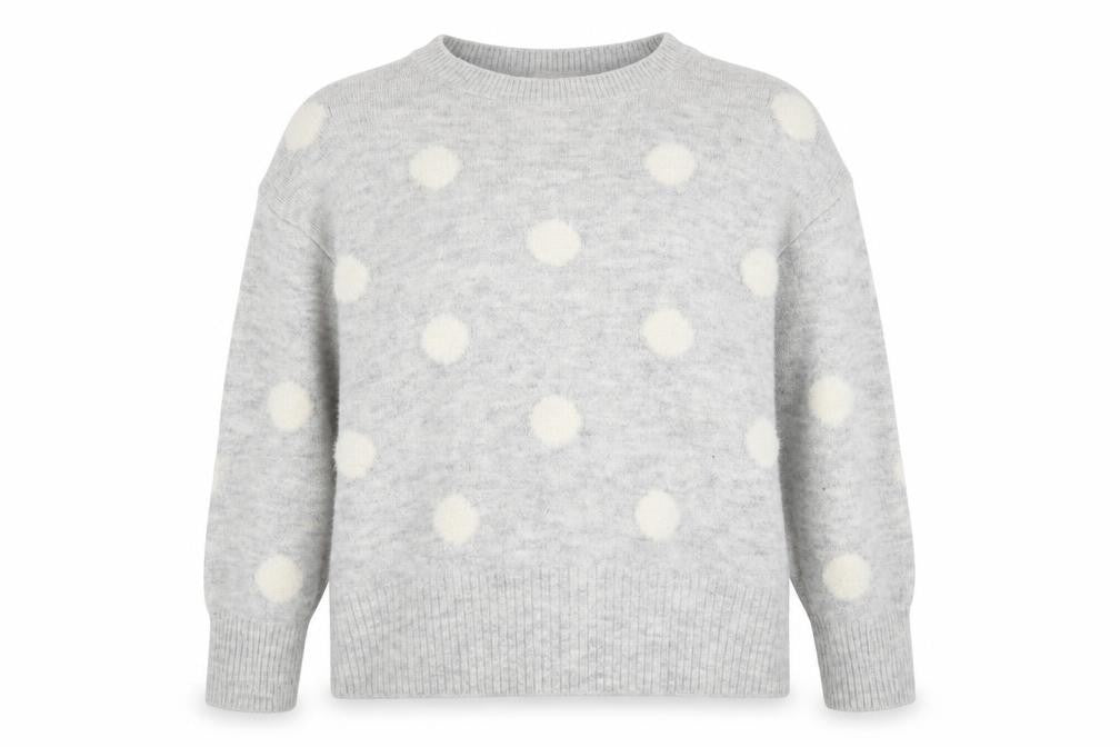 H&M Womens Grey Round Neck Polka Dot Acrylic Pullover Jumper Size M