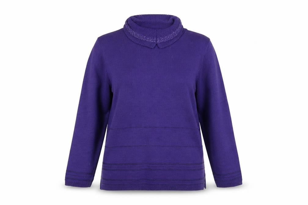 Envy Womens Purple Collared Acrylic Pullover Jumper Size M