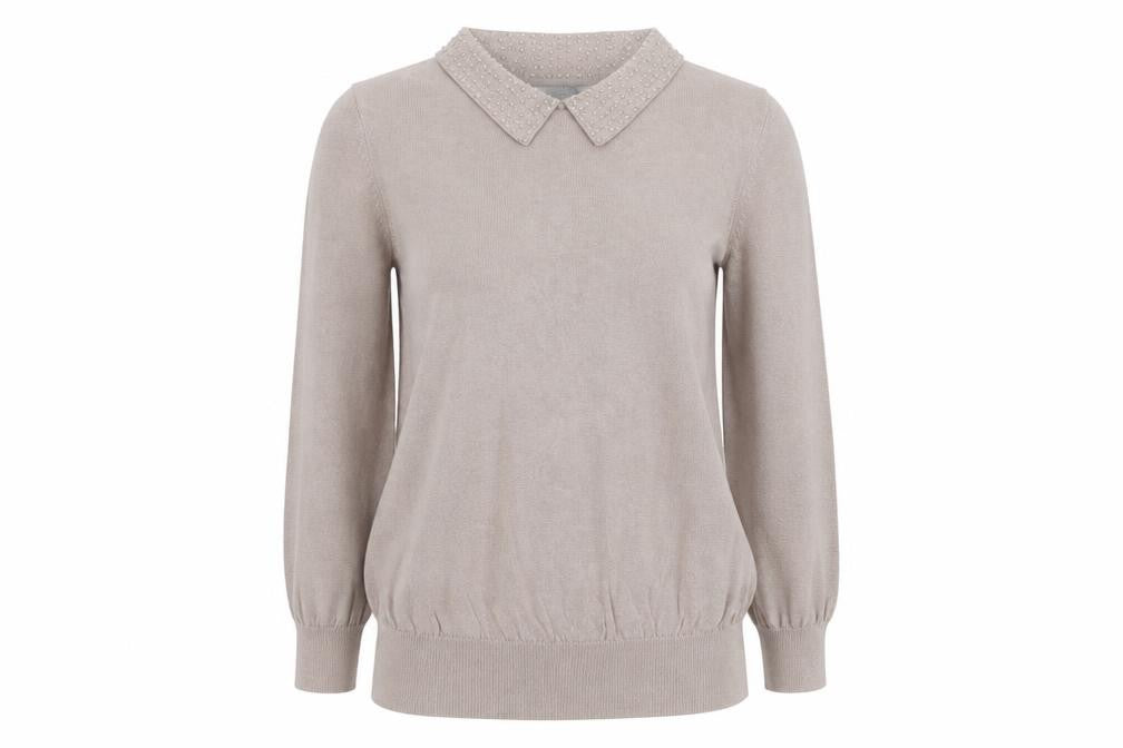H&M Womens Beige Collared Viscose Pullover Jumper Size S