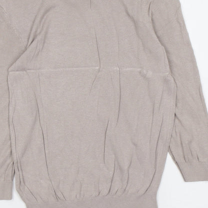 H&M Womens Beige Collared Viscose Pullover Jumper Size S