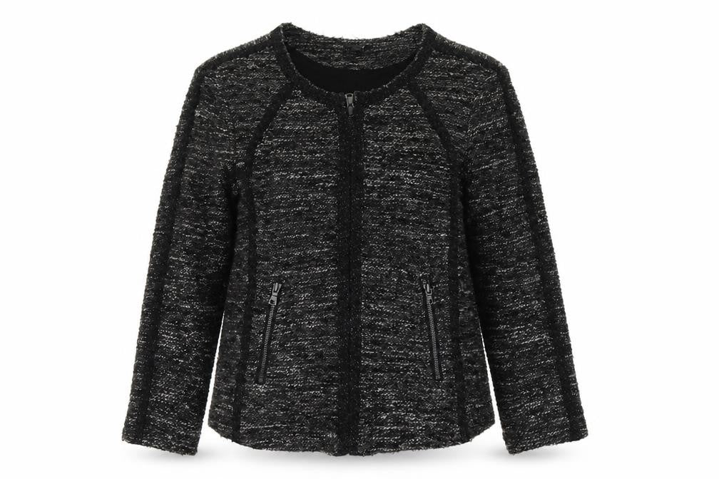 Ann Taylor Womens Grey Geometric Jacket Size M Zip