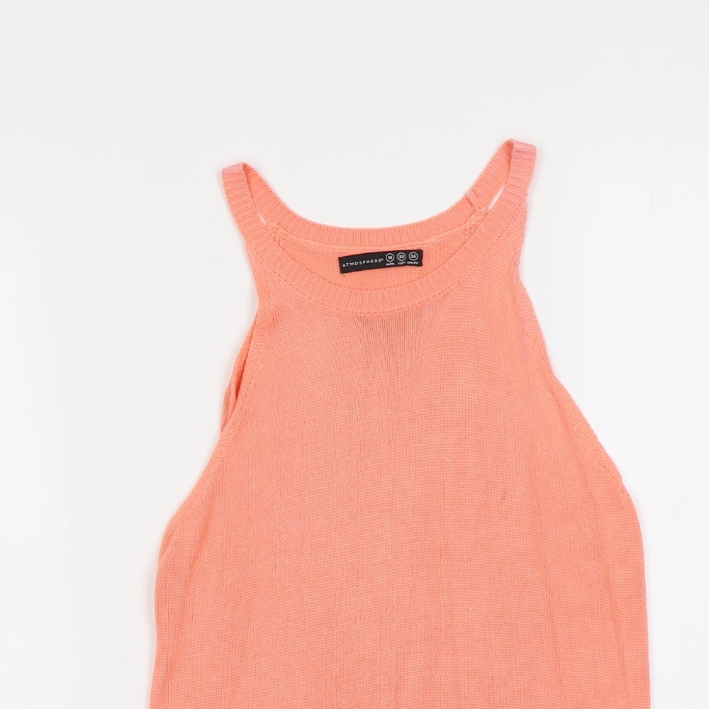 Atmosphere Womens Orange Viscose Basic Tank Size 10 Boat Neck