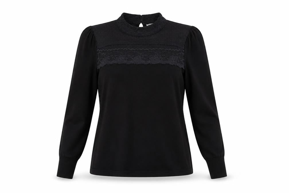 Warehouse Womens Black Round Neck Acrylic Pullover Jumper Size 10