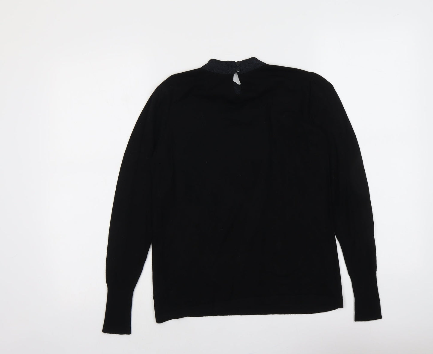 Warehouse Womens Black Round Neck Acrylic Pullover Jumper Size 10