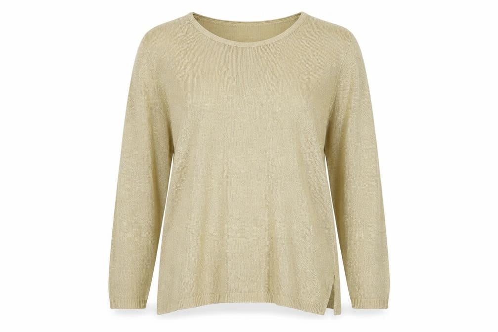 Preworn Womens Gold Round Neck Acrylic Pullover Jumper Size 8
