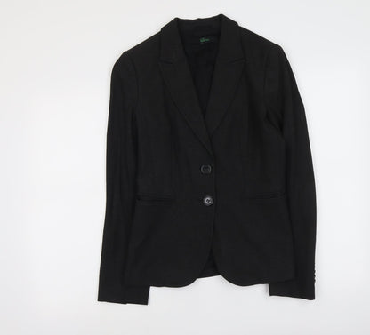 United Colors of Benetton Womens Grey Polyester Jacket Suit Jacket Size 14