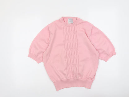 Classics Womens Pink Round Neck Polyester Pullover Jumper Size 14