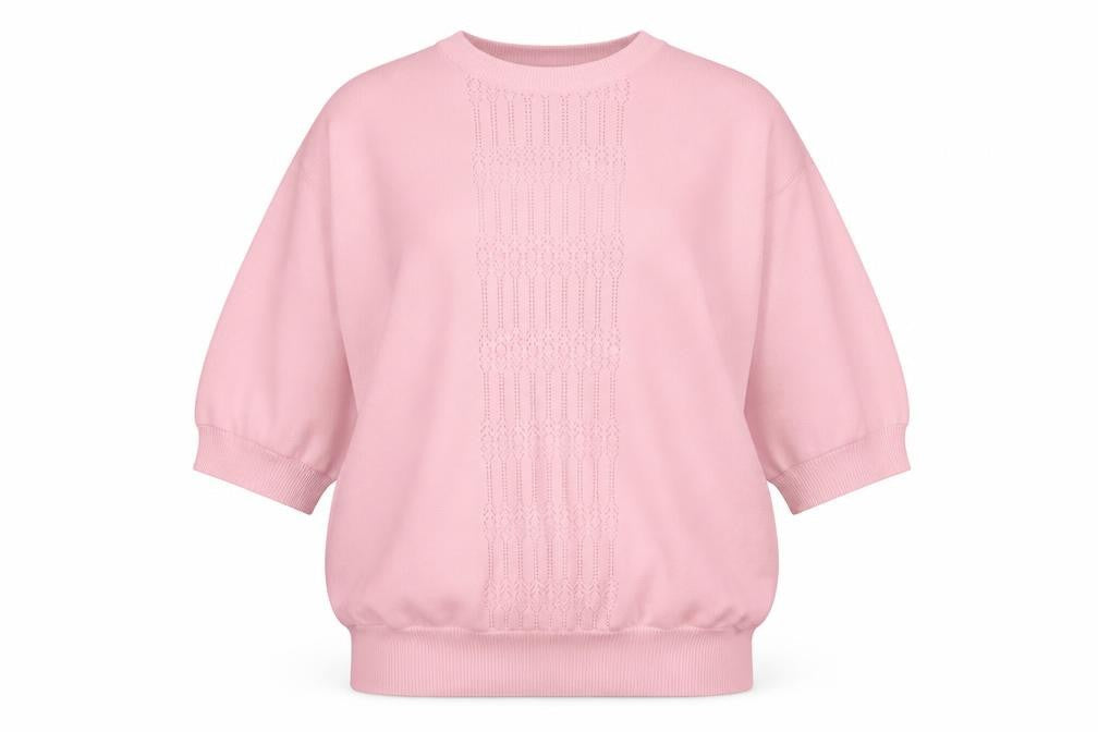 Classic Womens Pink Round Neck Polyester Pullover Jumper Size 14