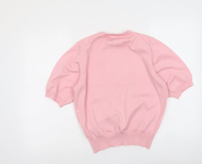 Classics Womens Pink Round Neck Polyester Pullover Jumper Size 14