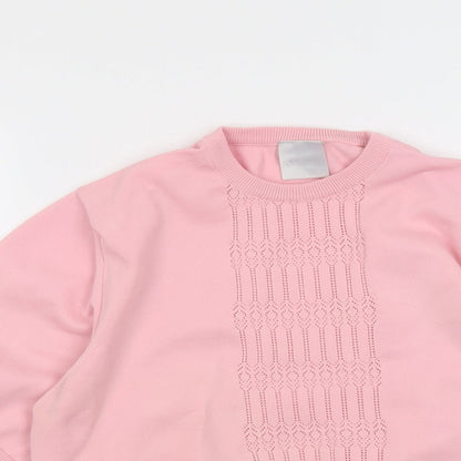 Classics Womens Pink Round Neck Polyester Pullover Jumper Size 14