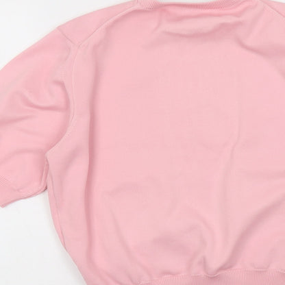 Classics Womens Pink Round Neck Polyester Pullover Jumper Size 14