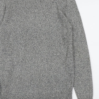 H&M Mens Grey Round Neck Cotton Pullover Jumper Size S Long Sleeve