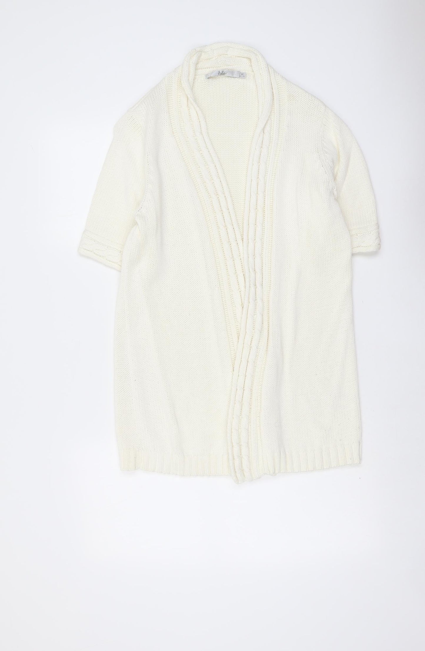 EWM Womens Ivory V-Neck Cotton Cardigan Jumper Size M