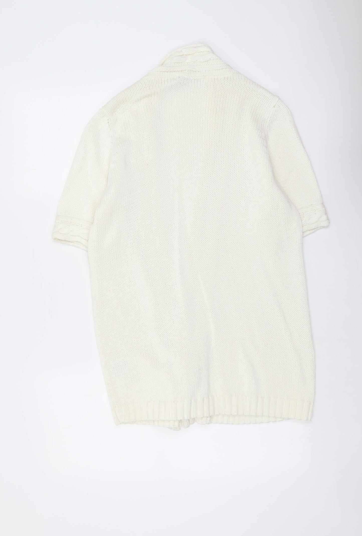EWM Womens Ivory V-Neck Cotton Cardigan Jumper Size M