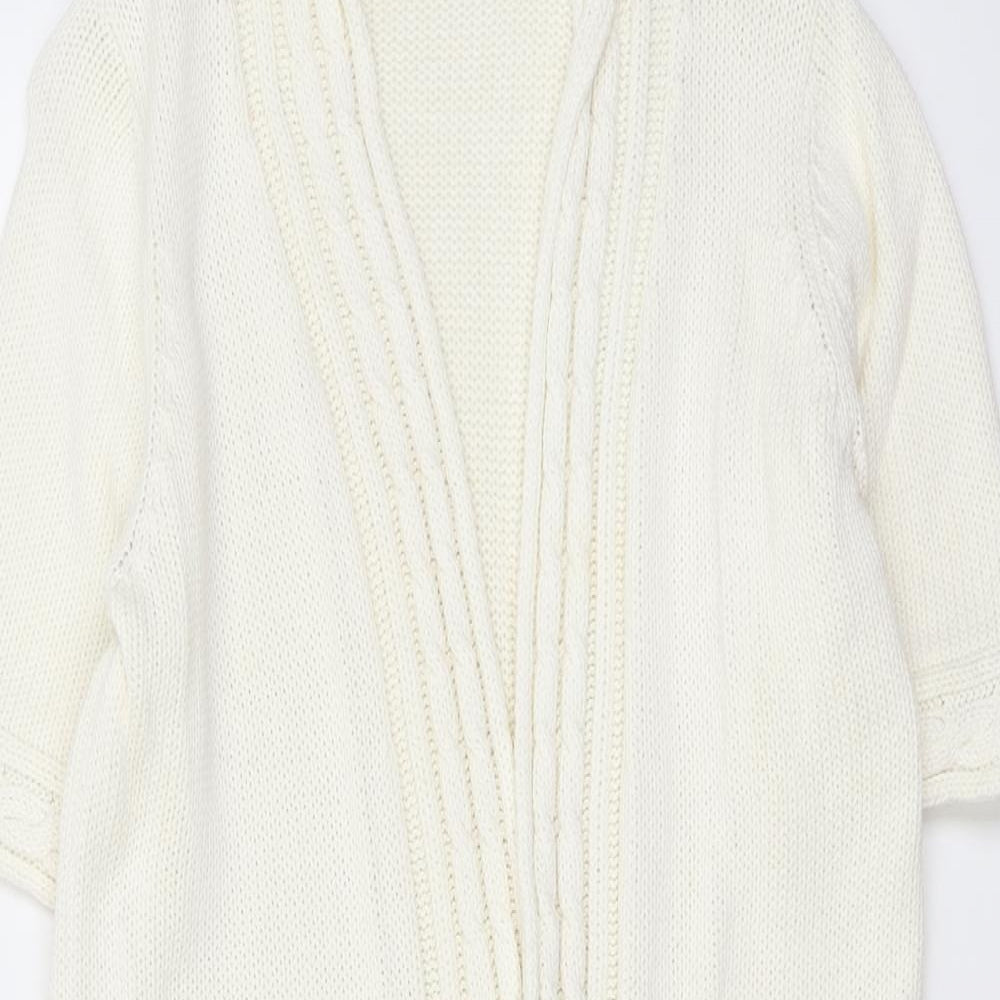 EWM Womens Ivory V-Neck Cotton Cardigan Jumper Size M