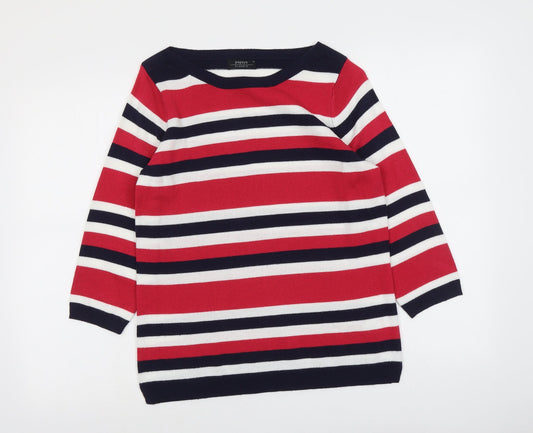Papaya Womens Multicoloured Round Neck Striped Acrylic Pullover Jumper Size 12