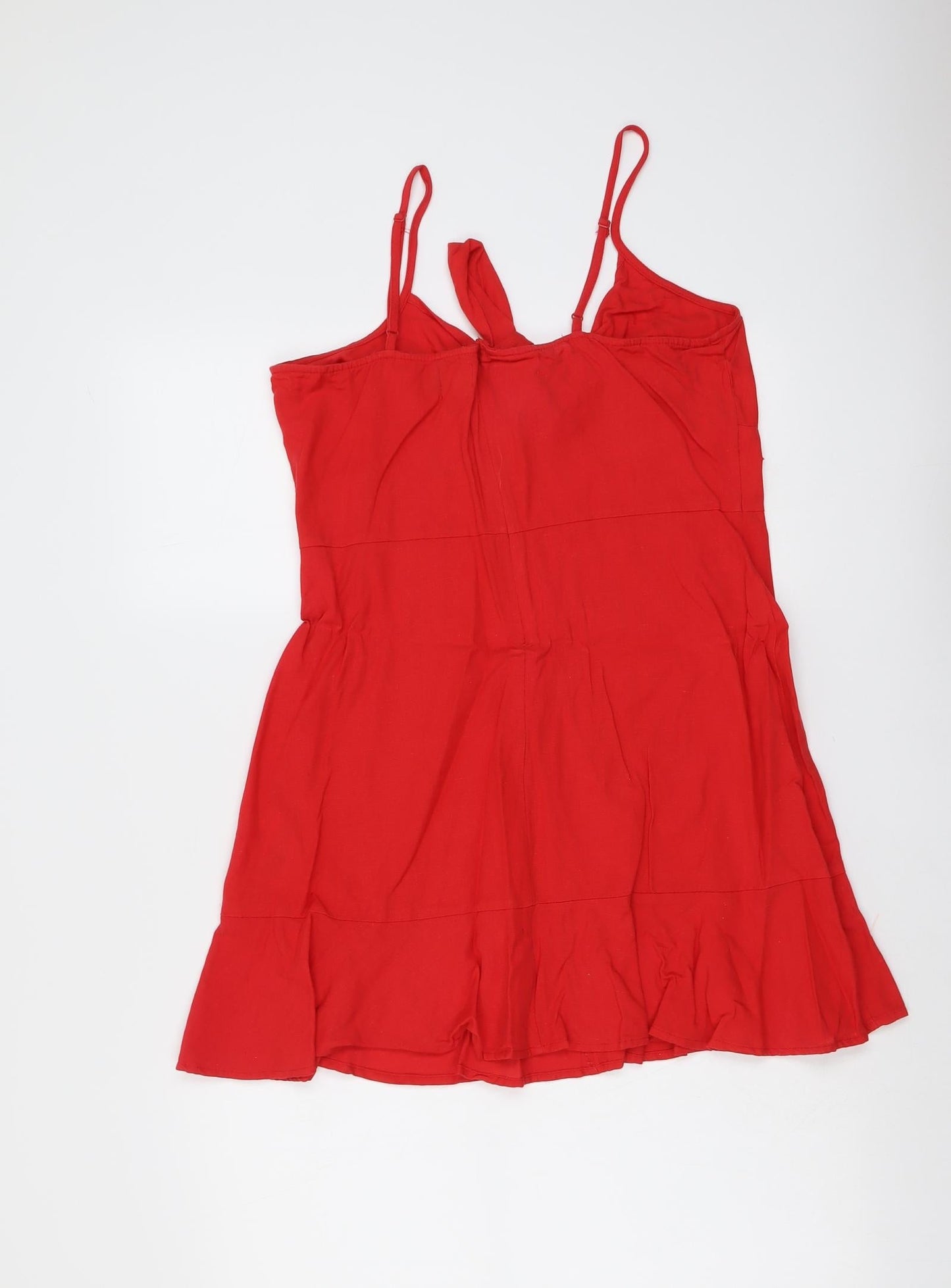 ASOS Womens Red Cotton A-Line Size 12 V-Neck Zip