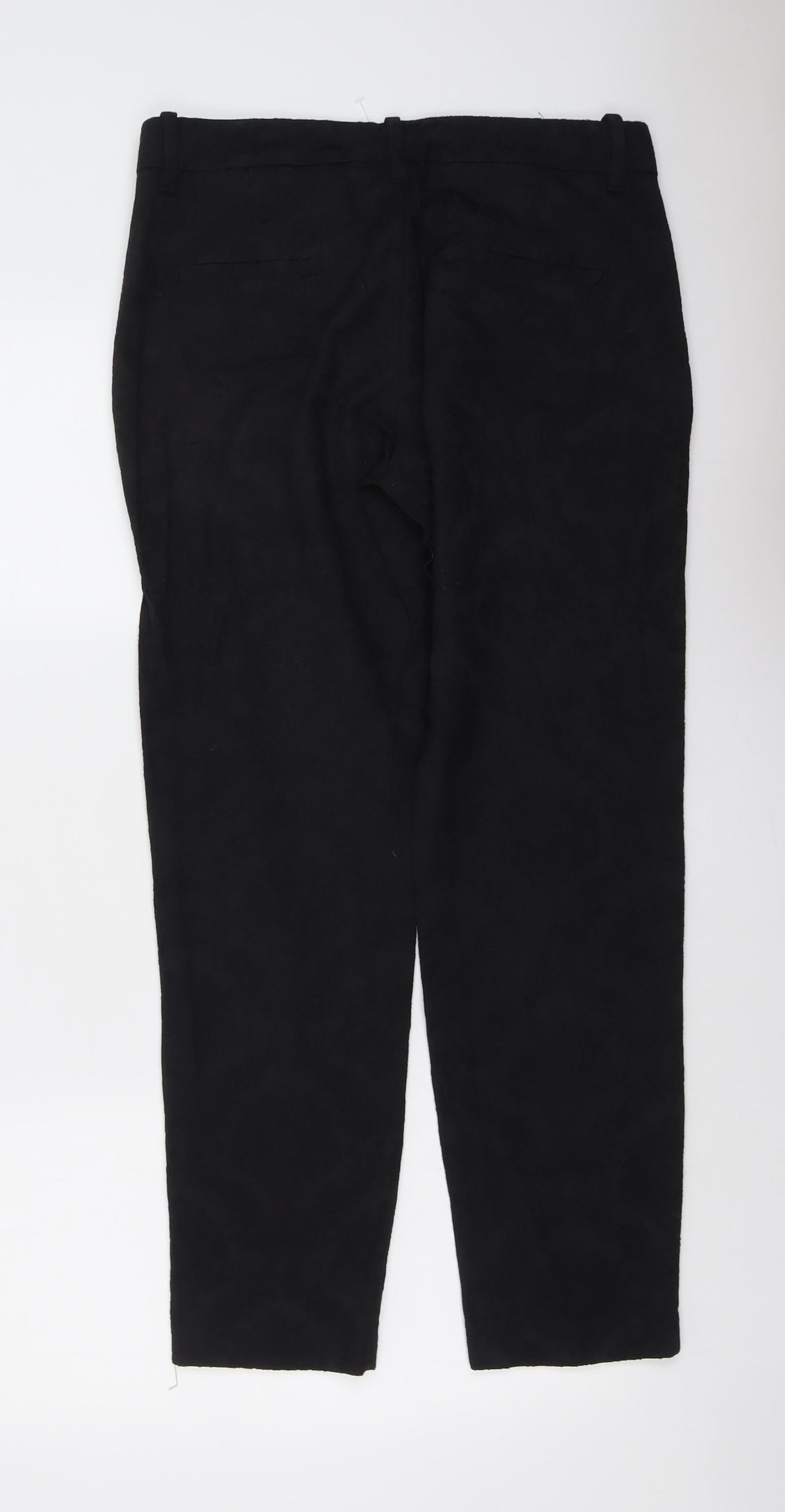Zara Womens Black Polyester Chino Trousers Size S L28 in Regular Button