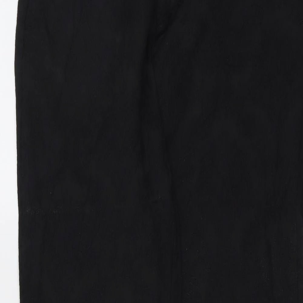 Zara Womens Black Polyester Chino Trousers Size S L28 in Regular Button