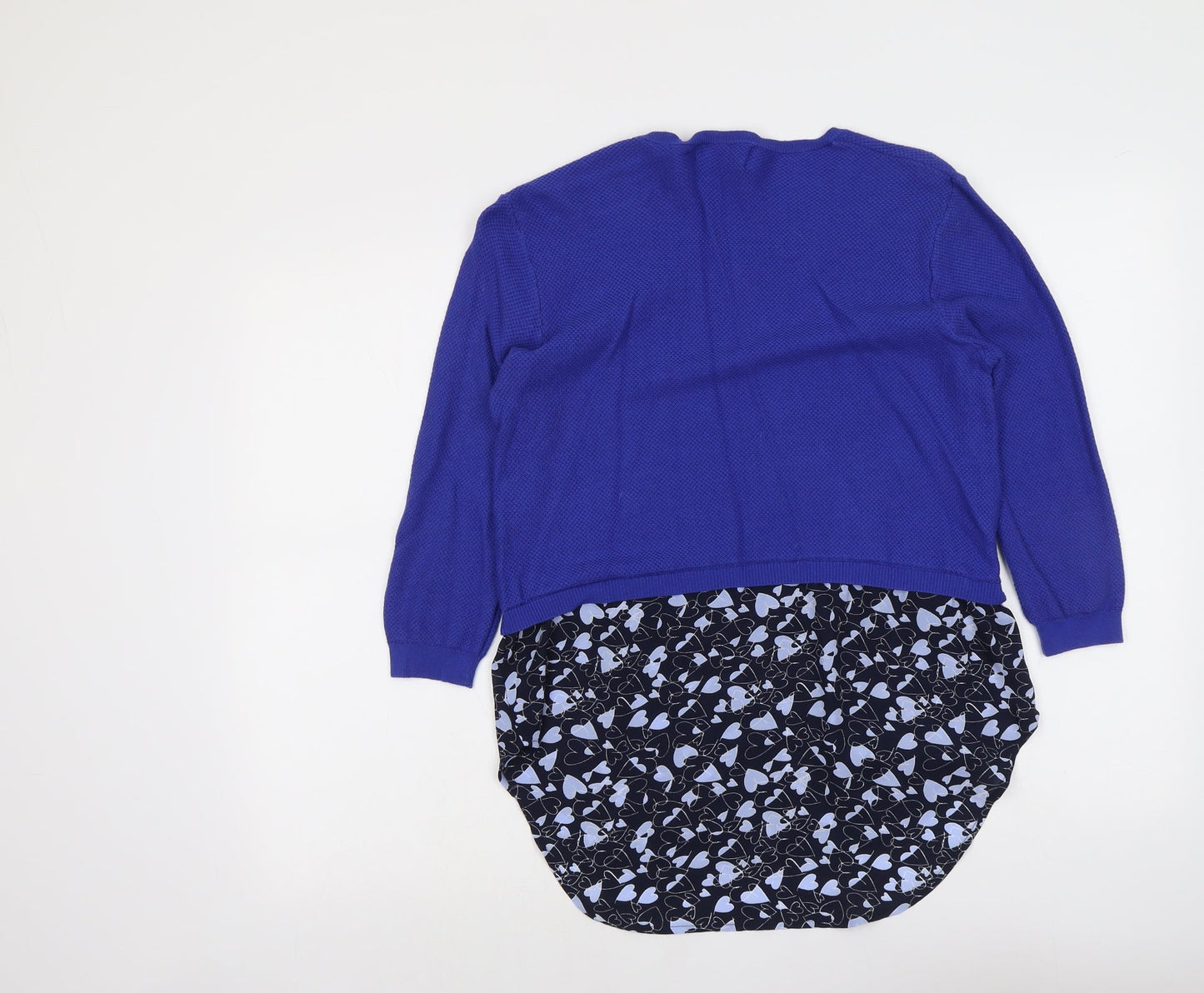 NEXT Womens Blue Round Neck Geometric Cotton Pullover Jumper Size 10 - Shirt Insert