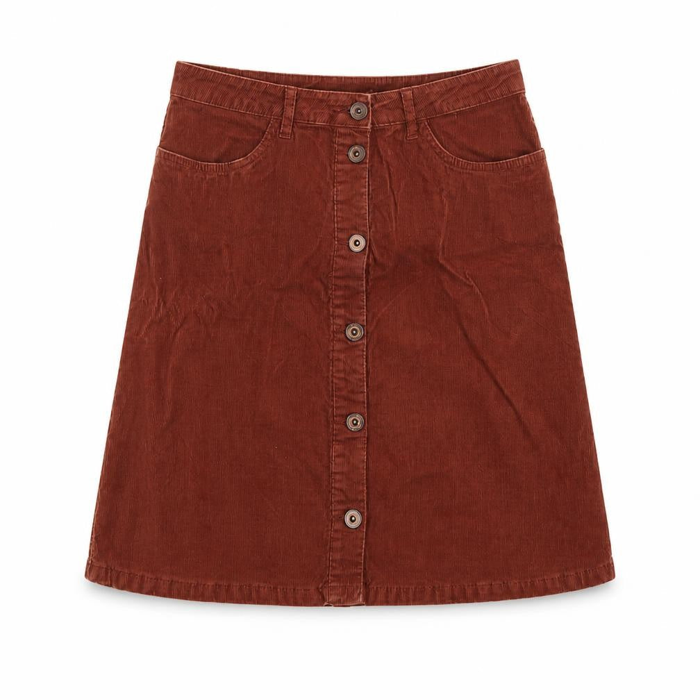 Only Womens Red Cotton A-Line Skirt Size 6 Button