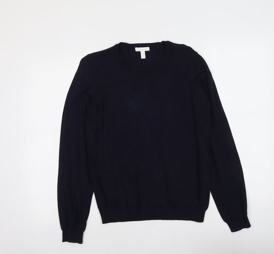 H&M Womens Blue Round Neck Viscose Pullover Jumper Size M