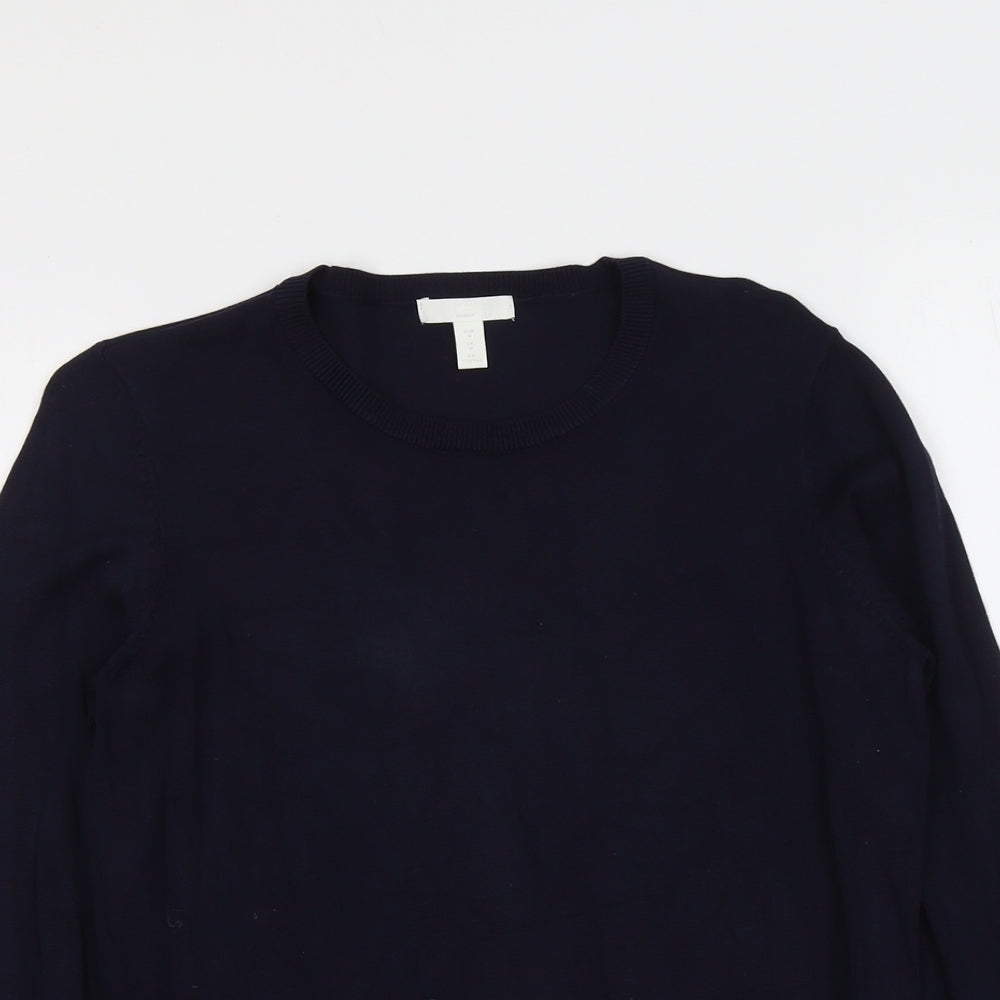 H&M Womens Blue Round Neck Viscose Pullover Jumper Size M
