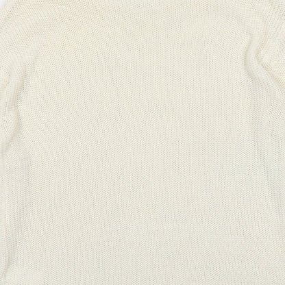 H&M Womens Ivory Boat Neck Acrylic Pullover Jumper Size M