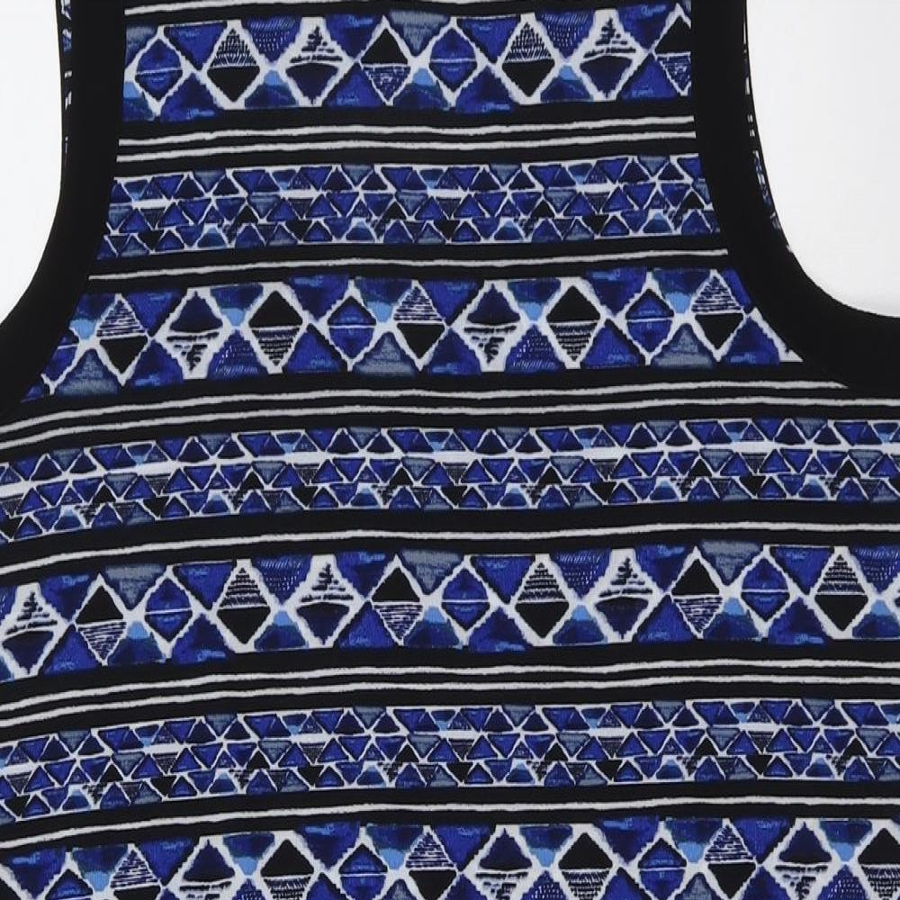 Papaya Womens Blue Geometric Polyester Basic Tank Size 14 Round Neck