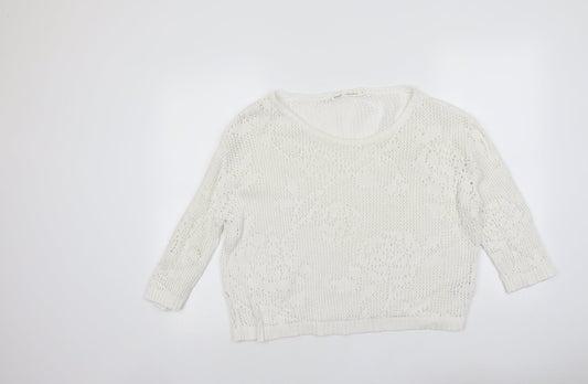 NEXT Womens Ivory Round Neck Acrylic Pullover Jumper Size 8