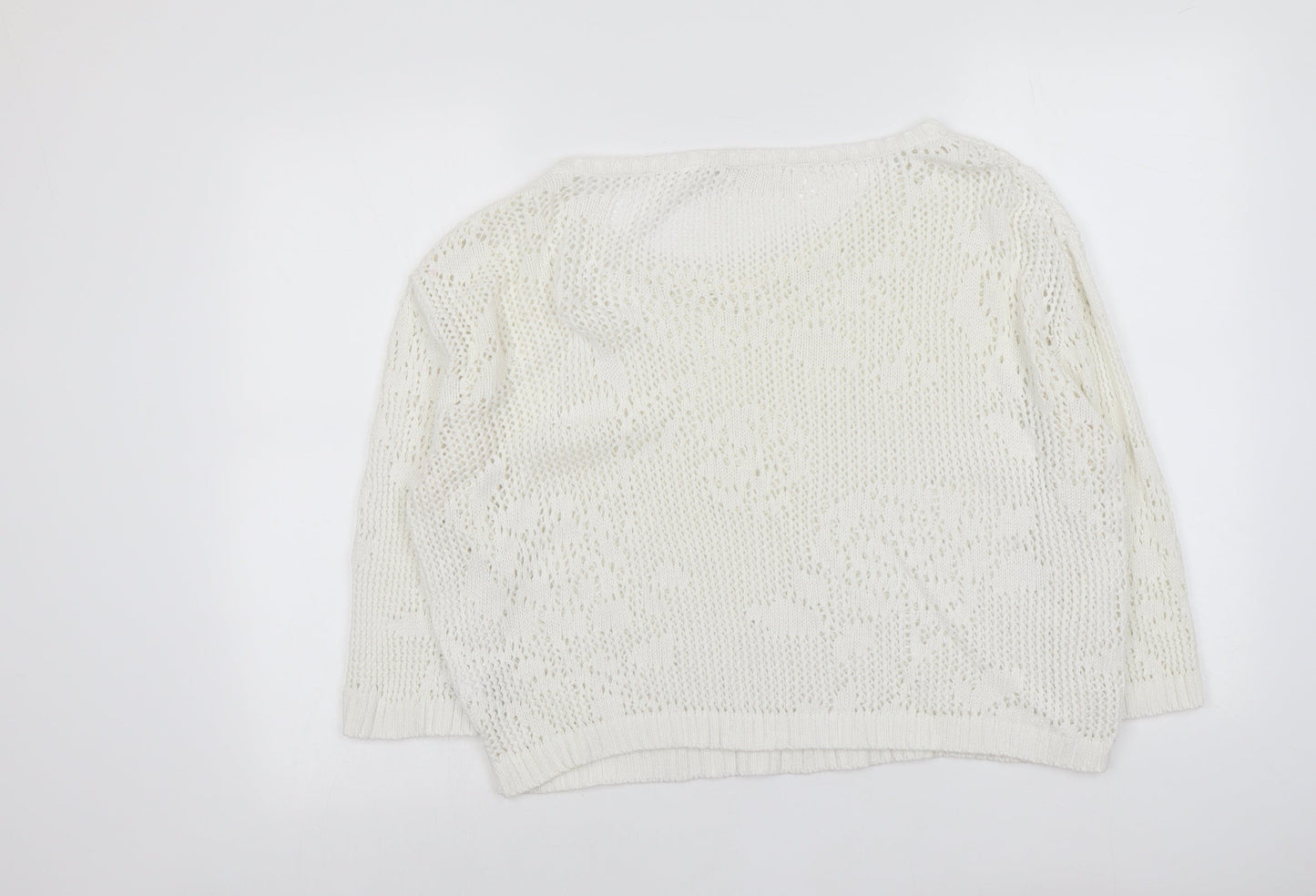 NEXT Womens Ivory Round Neck Acrylic Pullover Jumper Size 8