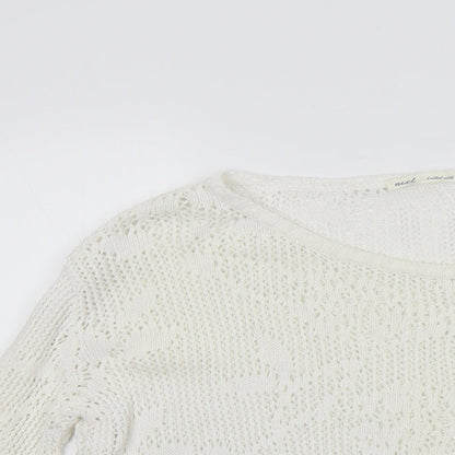 Next Womens Ivory Round Neck Acrylic Pullover Jumper Size 8