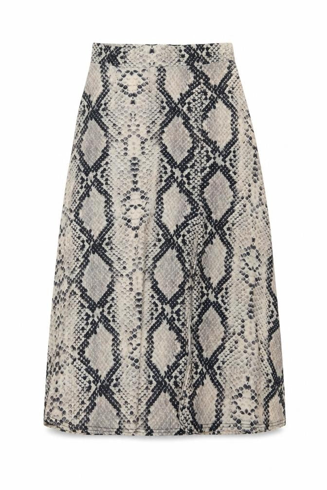PRETTYLITTLETHING Womens Beige Animal Print Polyester A-Line Skirt Size 8 Zip - Snake Skin Print